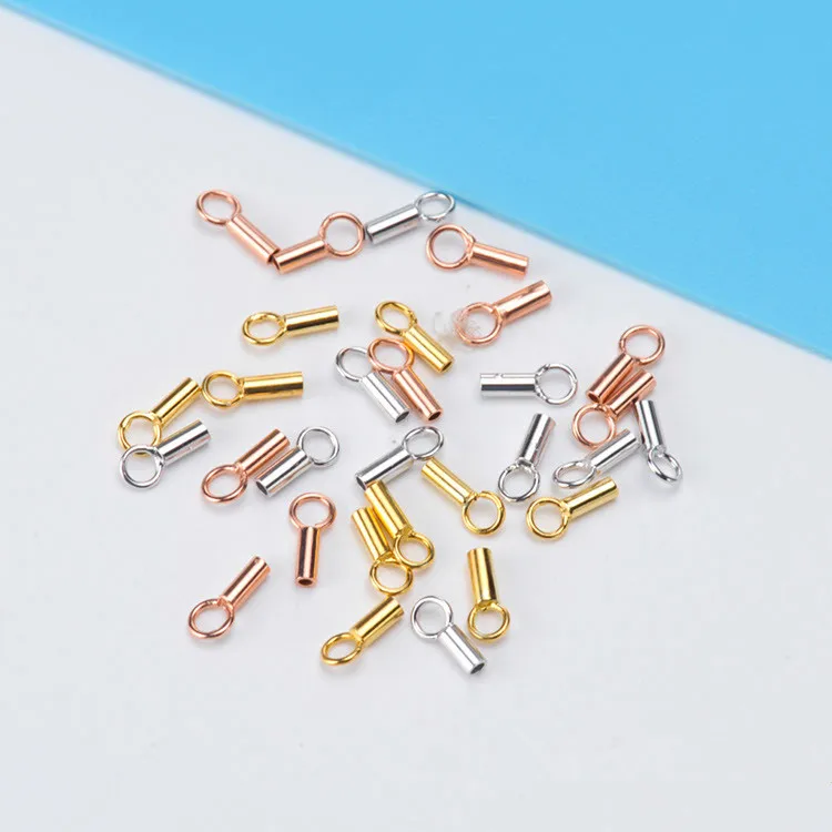 

10pcs/lot 925 Sterling Silver 1.1mm Chain Cord End Caps Crimp Covers Clasp Connectors for DIY Necklace Jewelry Making Findings