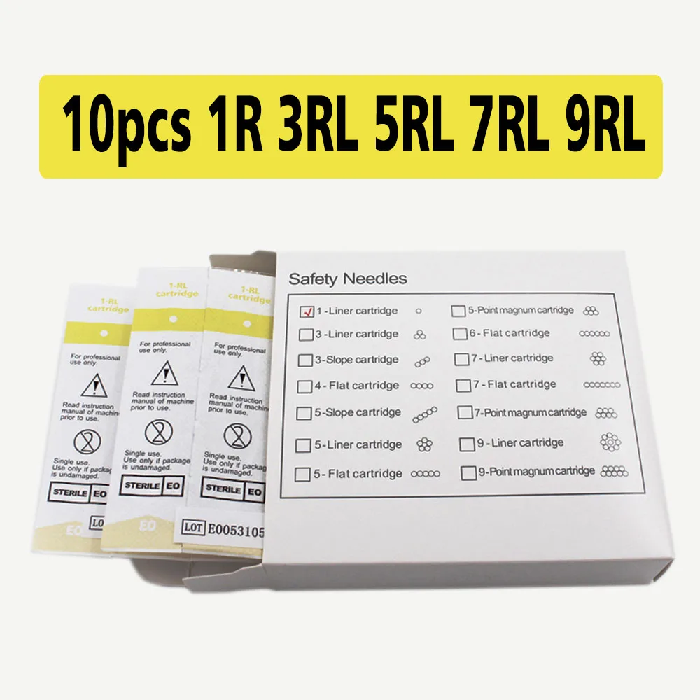 Картриджи для тату иглы 1RL/2R/3RL/5/7/9RL Одноразовые стерилизованные Перманентный