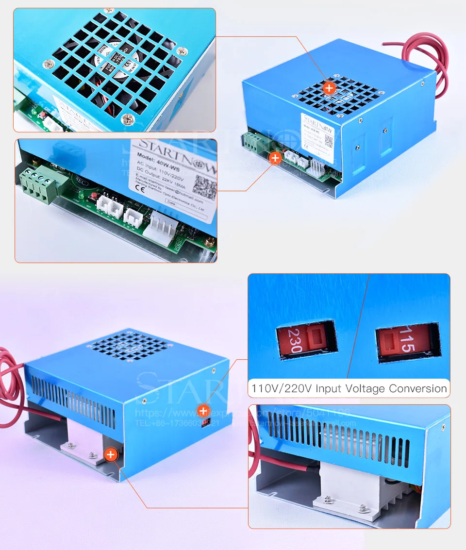 40W-WS MYJG-40 40 Вт Co2 лазерный генератор 110 В 220 В Универсальный высоковольтный источник питания для лазерной гравировки, маркировки, резки
