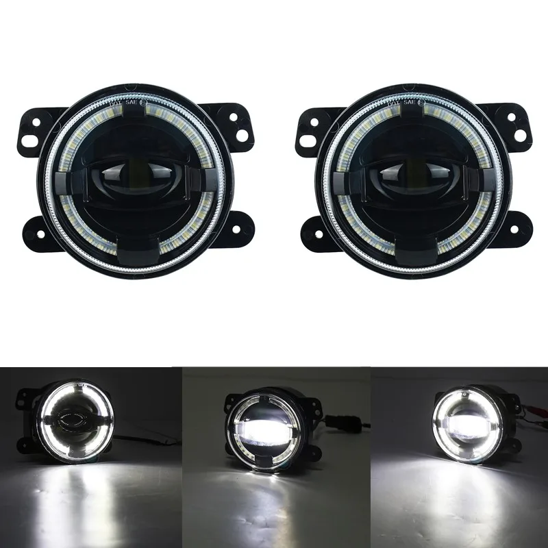 

1 пара 4 дюйма светодиодные противотуманные фары с Halo угол глаз DRL Вождения по бездорожью лампа Jeep Wrangler JK Авто Запчасти для авто