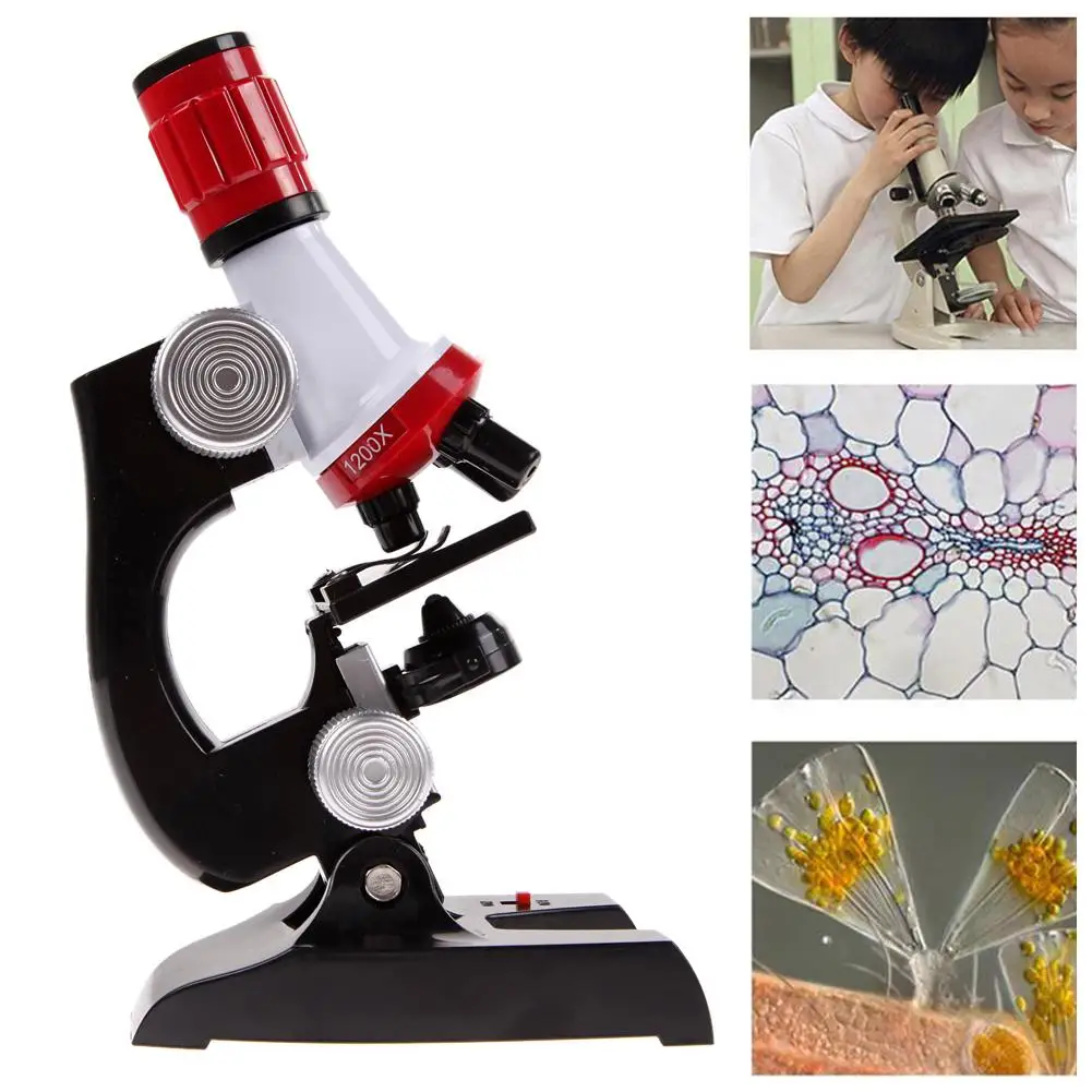 

Kids Educational Microscope Kit Science Lab LED 100-1200X Toy Home School Interest Cultivation Child Boys Birthday Gift Present