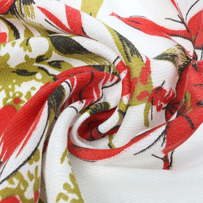 

Design 2019 new flower print Keep Warm scarf Fashion women cotton scarves shawl and wraps bandana female foulard tassel stock