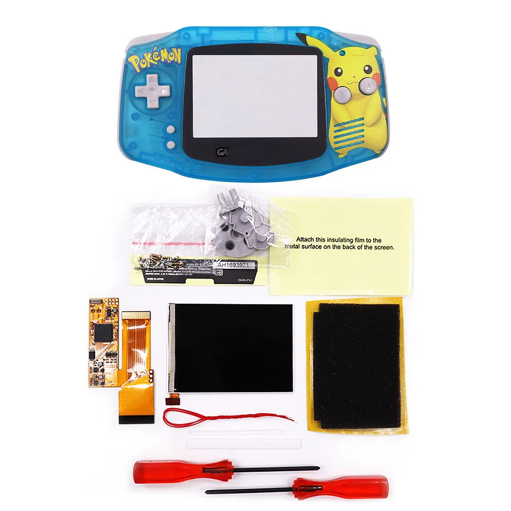 DIY IPS GBA LCD Display 10 Levels High Brightness Backlight for Nintend Gameboy Advance Console V2 version with pre-cut housing |