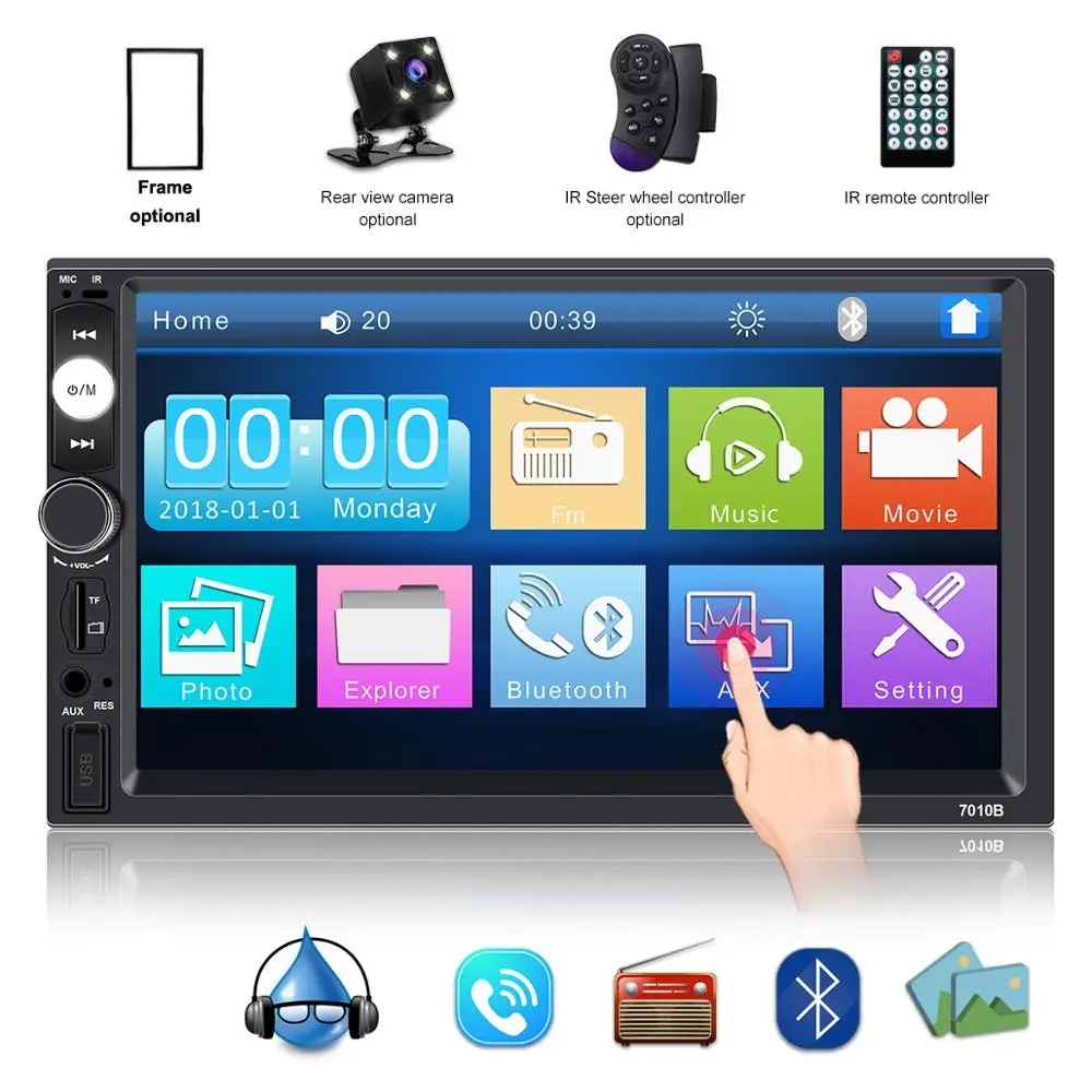 Автомобильный стерео 12 в автомобильный Радио тюнер 2 Din 7 дюймов сенсорный экран