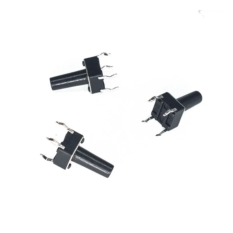 

50/100 pcs/lot 4 PIN 12V 0.5A 6*6*12.0mm DIP Push Button Switch Tactile Tact Direct Plug-in Self-Reset Micro Interruptor