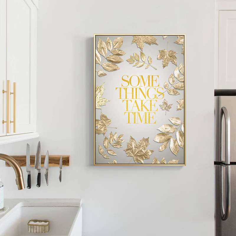 

Golden Leaves Pattern Modern Wall Art Canvas Painting Nordic Posters And Prints Wall Pictures For Living Room Decor