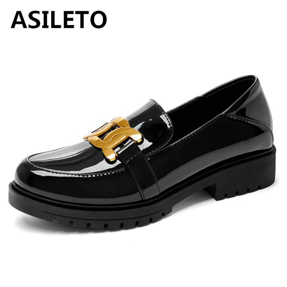 

ASILETO Women PU Leather Low Heel Slip On Chains Lazy Newest Flats Male Casual Stylish Loafers Shoes Zapatos De Hombre Size 44