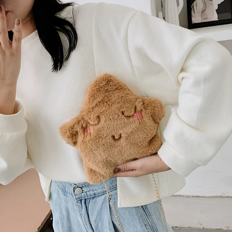 Winter Coin Purse Bear Paw Cute Student Plush Lady Mobile Phone Bag Lipstick Mini Money Bags Birthday Holiday Kawaii Gift Wallet