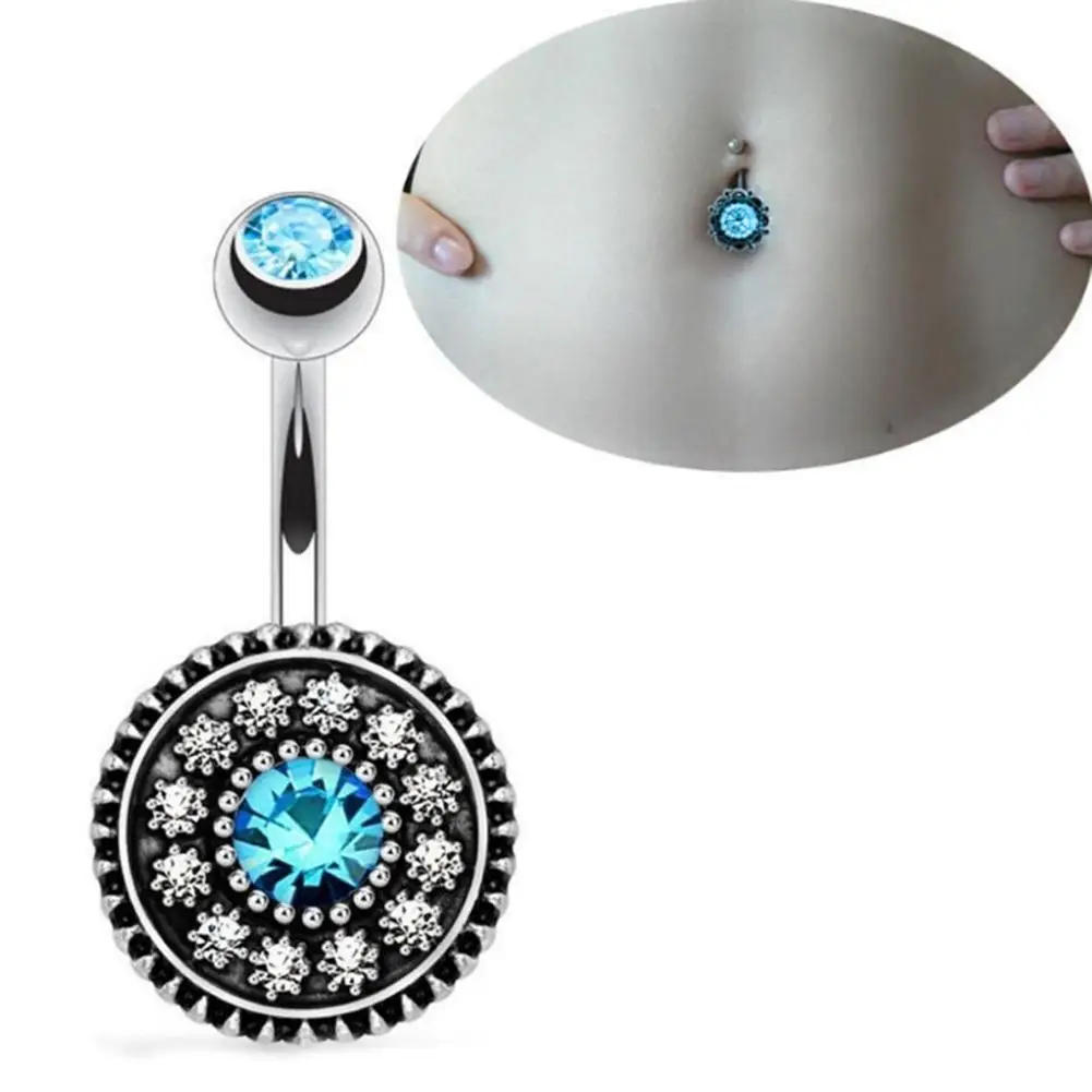 1 шт. женские Стразы цветок болтаются пупка кольцо для пирсинг ювелирные изделия
