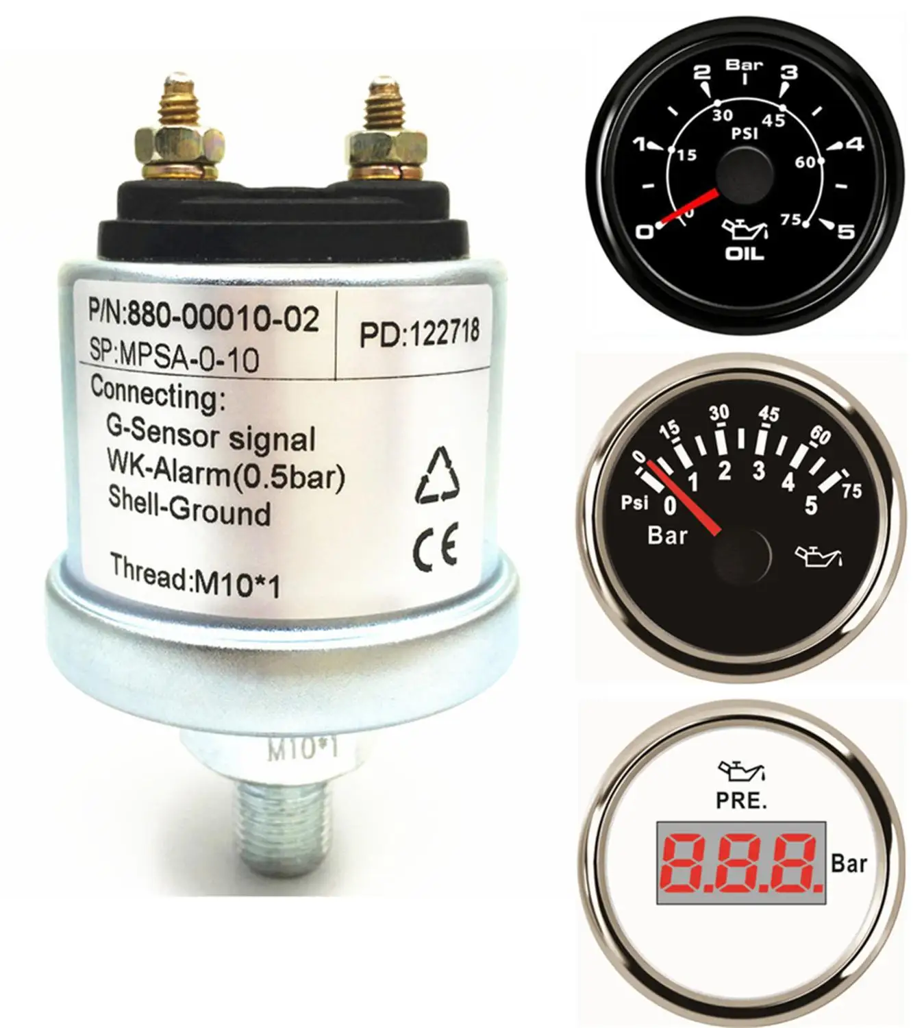Упаковка из 1 нового NPT-1/8 Механический датчик давления масла s NPT1/8 M10X1 датчик резьбы для 5 бар 10 бар датчик давления топлива