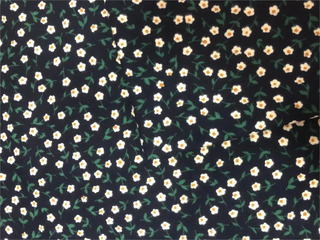 Темно-синяя желтая винтажная ткань с цветочным рисунком хлопковая в ретро стиле