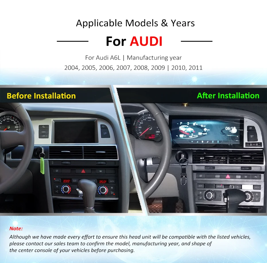 Kukuz 10,2" Android DVD Playerfor Audi A6 A6L 2010 2011 Автомобильный gps Navitation Восьмиядерный радио с Bluetooth и gps wifi стерео 4G видео