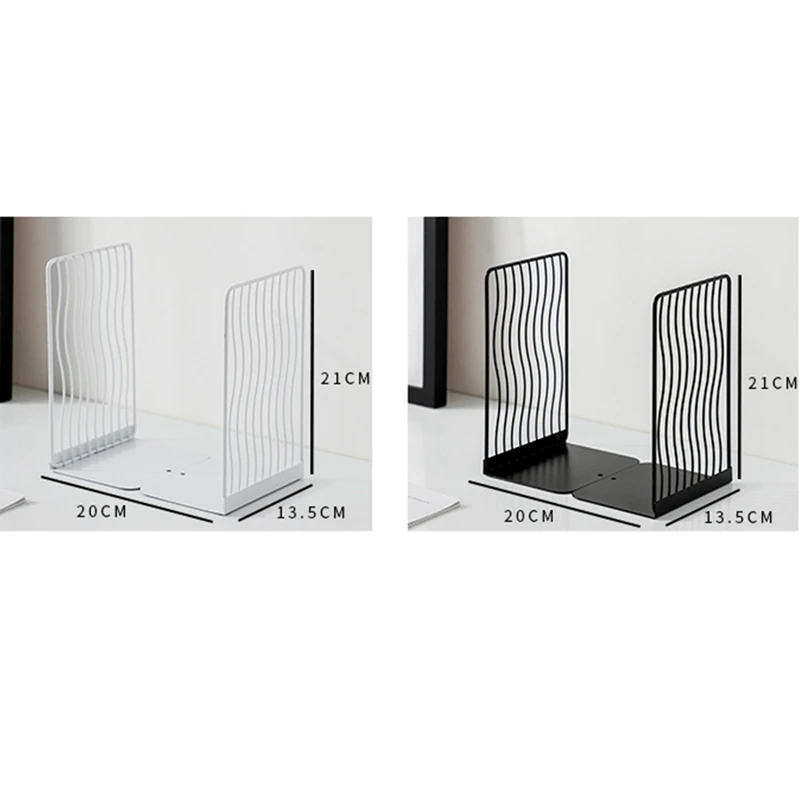 

1 Pair Bookends Book Stand Support Desktop Office Magazine Organizer Rack Shelf Holder