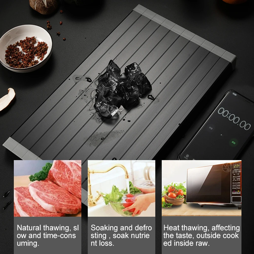 

Steak Slip Resistant Thickened Fast Frozen Food Aluminium Alloy Durable Lifting Edge Easy Clean Home Kitchen Defrosting Tray