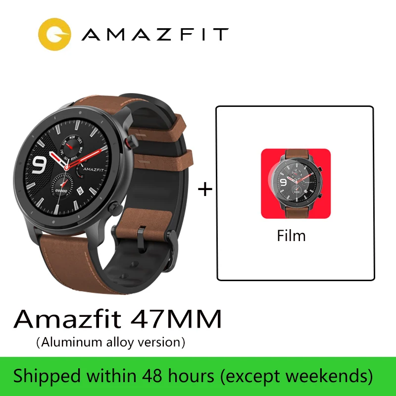 47 Aluminum Alloy Смарт-часы Amazfit GTR, 47 мм, Xiaomi Huami 5ATM, водонепроницаемые спортивные Смарт-часы, 24 дня, батарея, управление музыкой, с gps, пульсометр - Цвет: 47 Aluminum Alloy