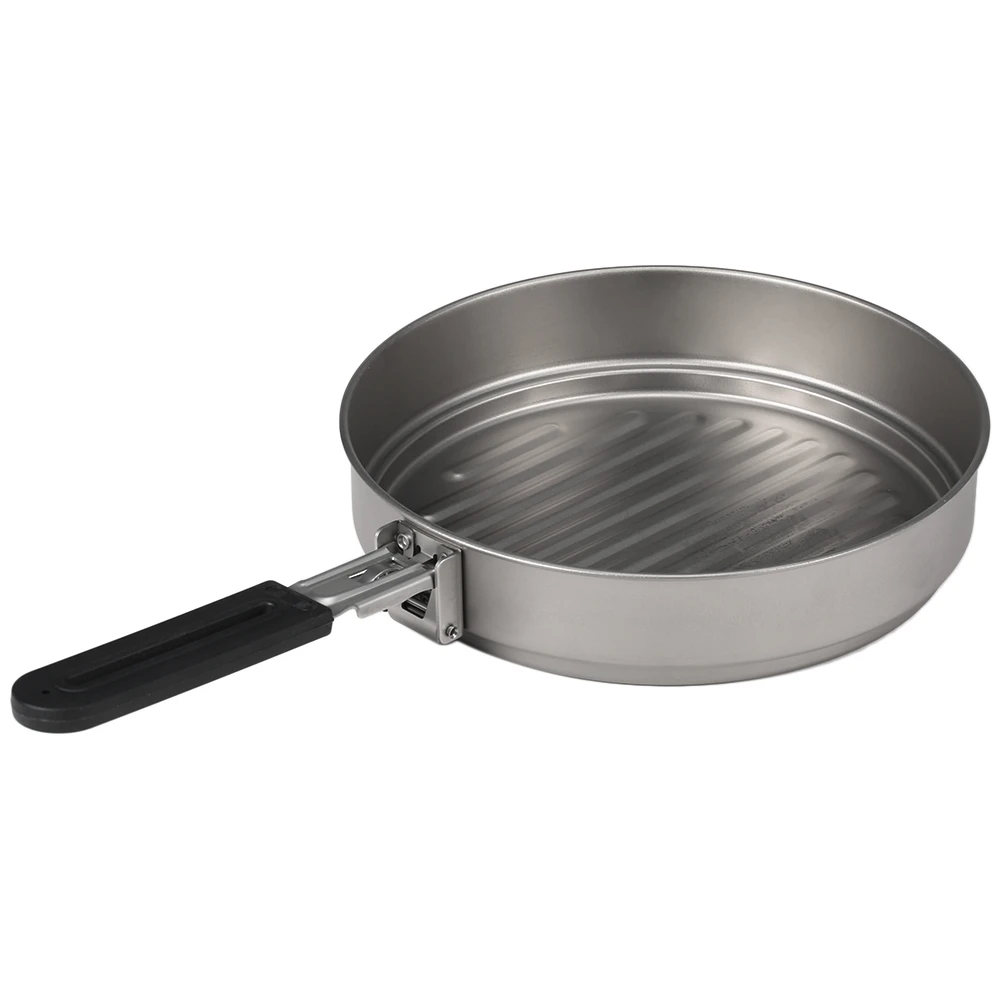 

Lixada 1400ml Titanium Fry Pan Ultralight Grill Frying Pan with Folding Handle for Outdoor Cooking Camping Hiking Backpacking