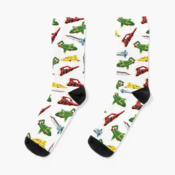 

Thunderbirds Pattern Crew Socks Black Knee High Best Mens Women Ankle
