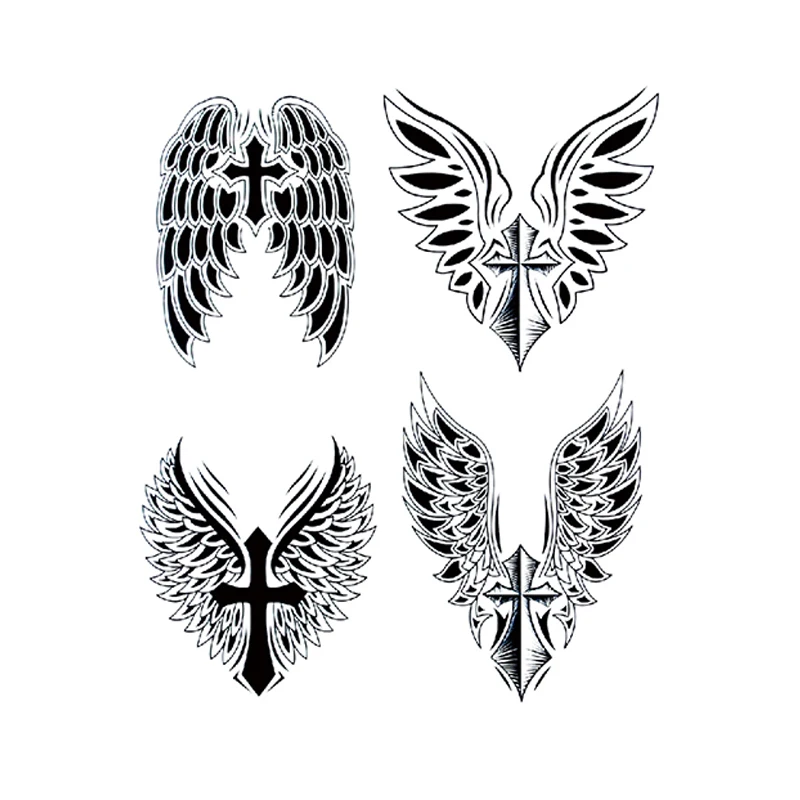 Большая водостойкая временная татуировка на руку с цветами перекрестные крылья