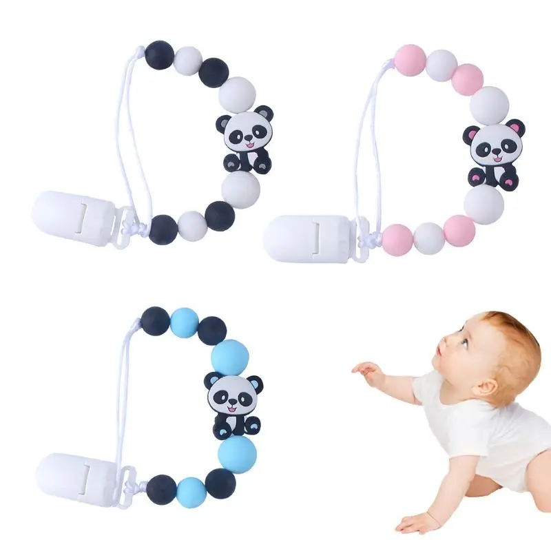 

Cute Baby Pacifier Chain Silicone Cartoon Panda Infants Newborn DIY Nipple Clip 2020 New