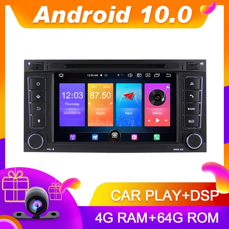 Автомобильный DVD плеер стерео Android 10 0 4 Гб ОЗУ GPS навигация головное устройство