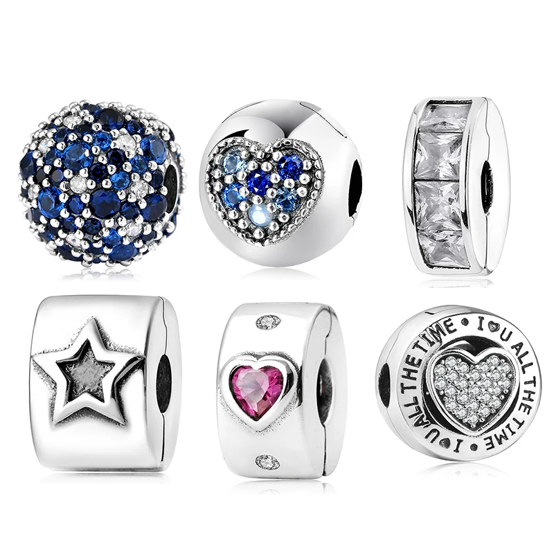 Ослепительная роскошь 925 пробы серебро множественные стили CZ клипы Замок бусины
