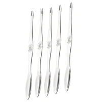 seafood fork convenient stainless steel smooth surface crab seafood pick seafood pick seafood tools spoon 5pcsset