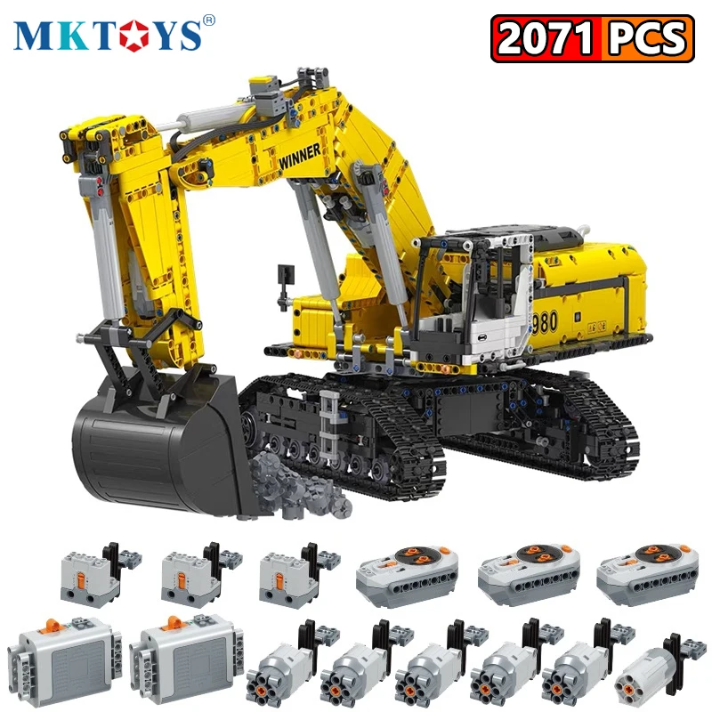 Конструктор MKTOYS технический экскаватор 2071 шт. Радиоуправляемый конструктор
