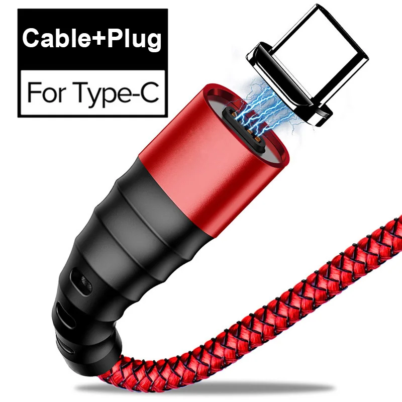 Магнитный кабель 3A type-C для samsung A70 huawei P30 lite Micro usb провод для быстрого заряда USB C Магнитный телефонный кабель для Xiaomi - Цвет: Red For Type-c