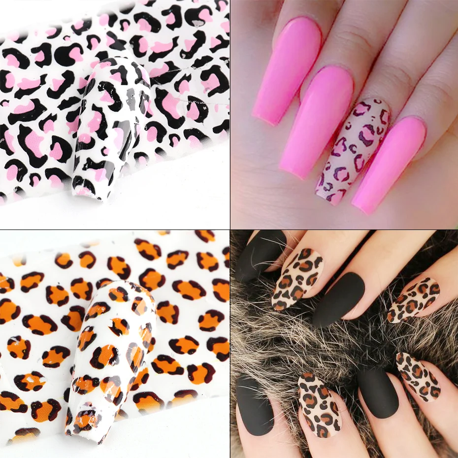10 шт. рисунок зебры фольга для ногтей змеиный Леопардовый принт наклейка