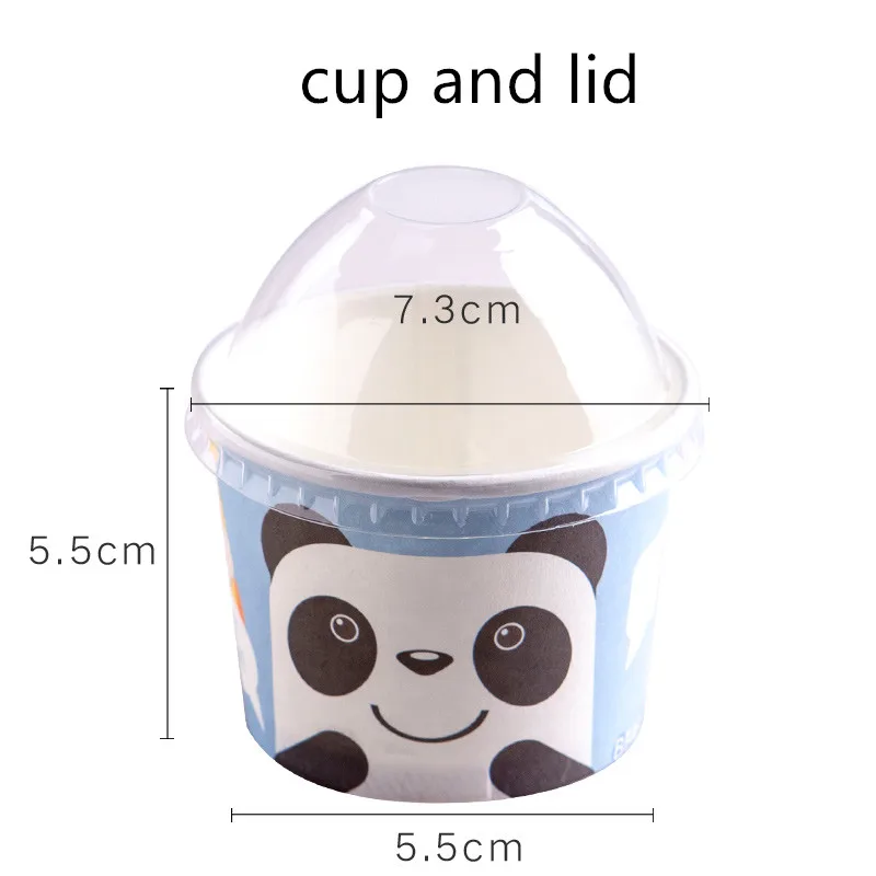 cup and lid 50 шт небольшие Творческий одноразовый лед сливки чашки вечерние на день рождения свадьбы пользу милые Бумажные Формочки для кекса десерт упаковка миска с крышкой - Цвет: cup and lid