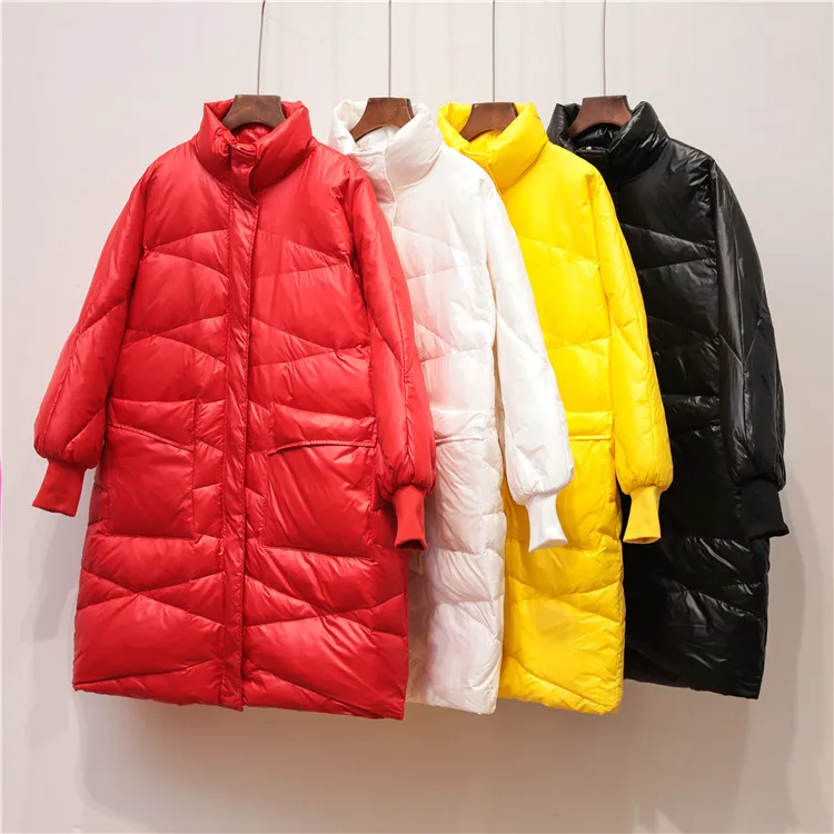 Женская куртка с воротником-стойкой Fitaylor длинная на 90% белом утином пуху