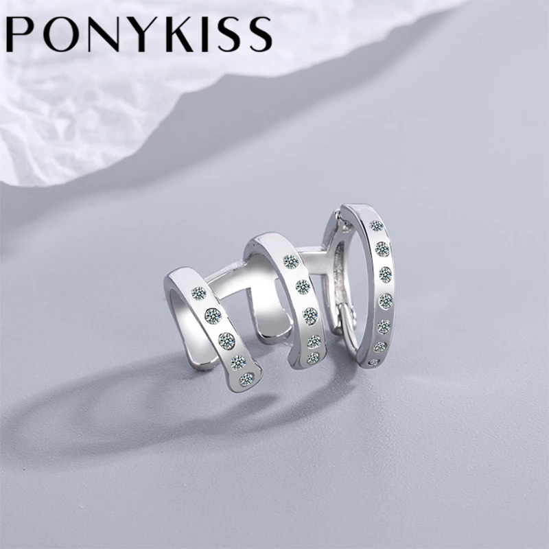 

1 шт./лот Модные женские серьги-кольца из серебра 925 пробы с цирконом