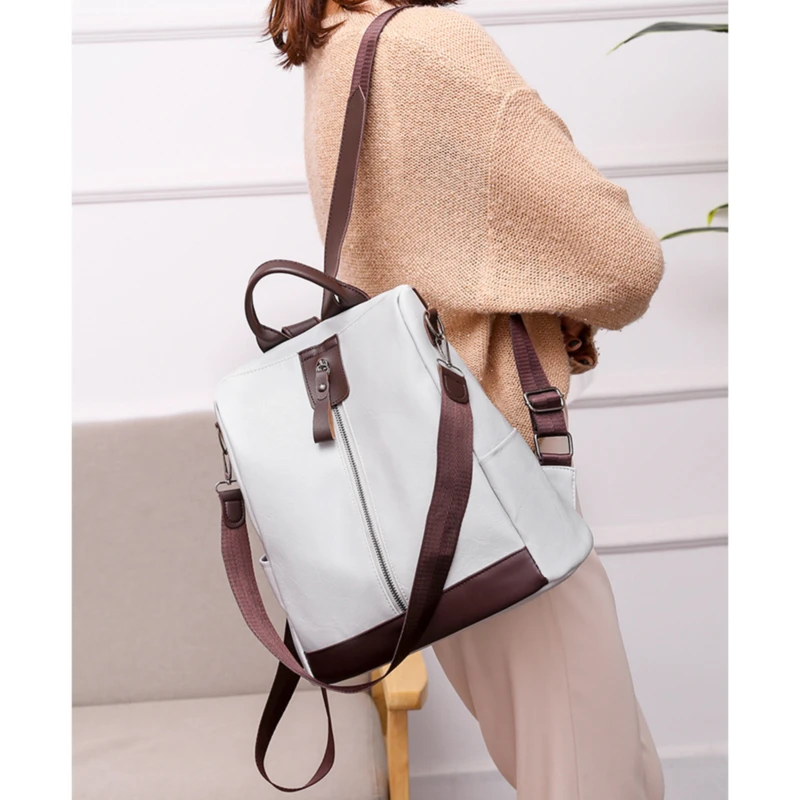 

2021 Fashion New Vintage Style Backpack Casual Solid Color Travel Storage Bag