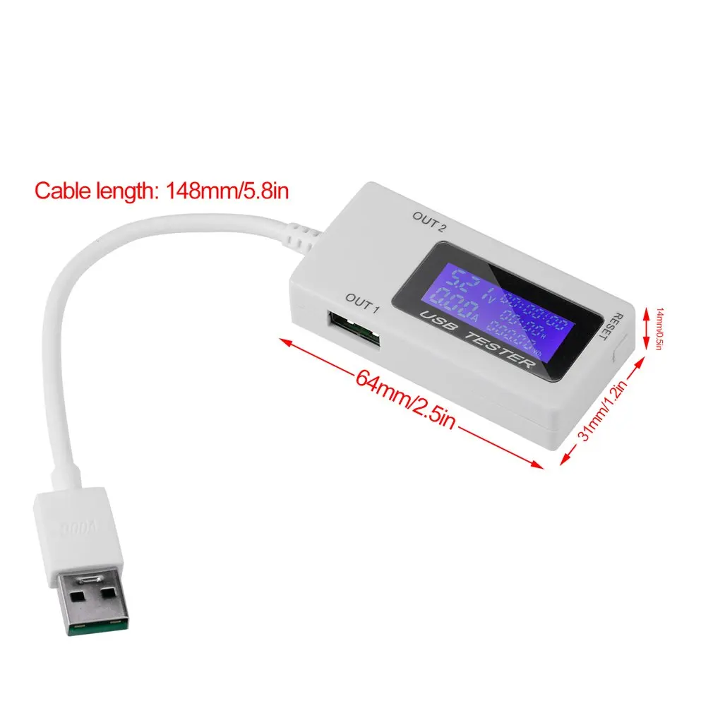 Мини двойной USB тестер напряжения тока Амперметр зарядки монитор usb порты