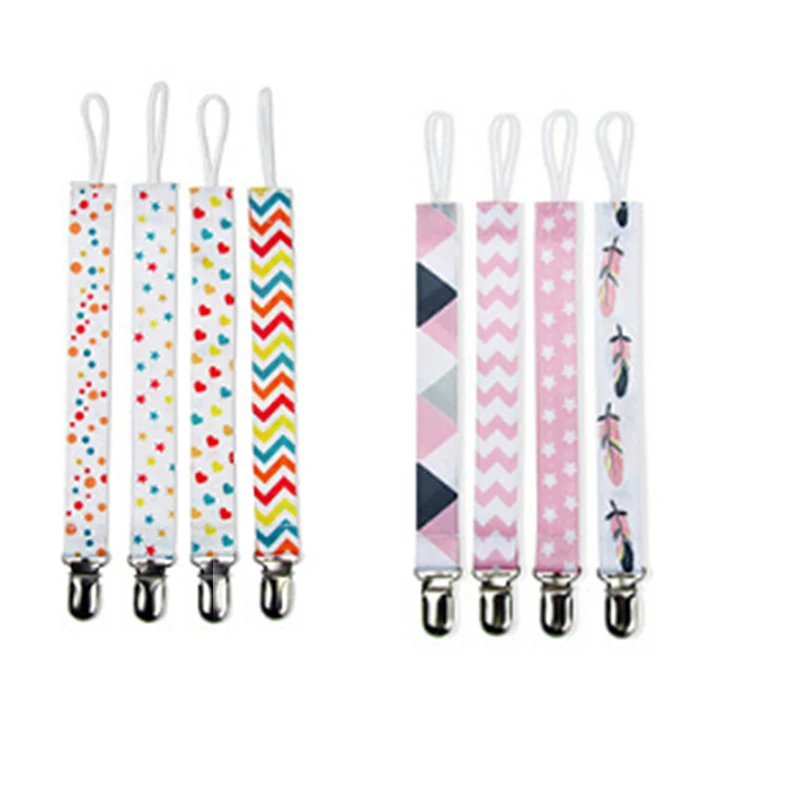 

4Pcs Baby Pacifier Clip Chain Ribbon Dummy Holder Soother Pacifier Clips Leash Strap Nipple Holder For Infant Feeding