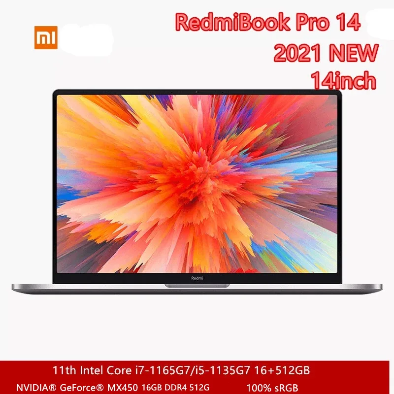 Xiaomi RedmiBook Pro ноутбук с диагональю экрана 14 дюймов MX450 Intel Core i7 1165G7 16 Гб DDR4 512GB SSD 2 5 K