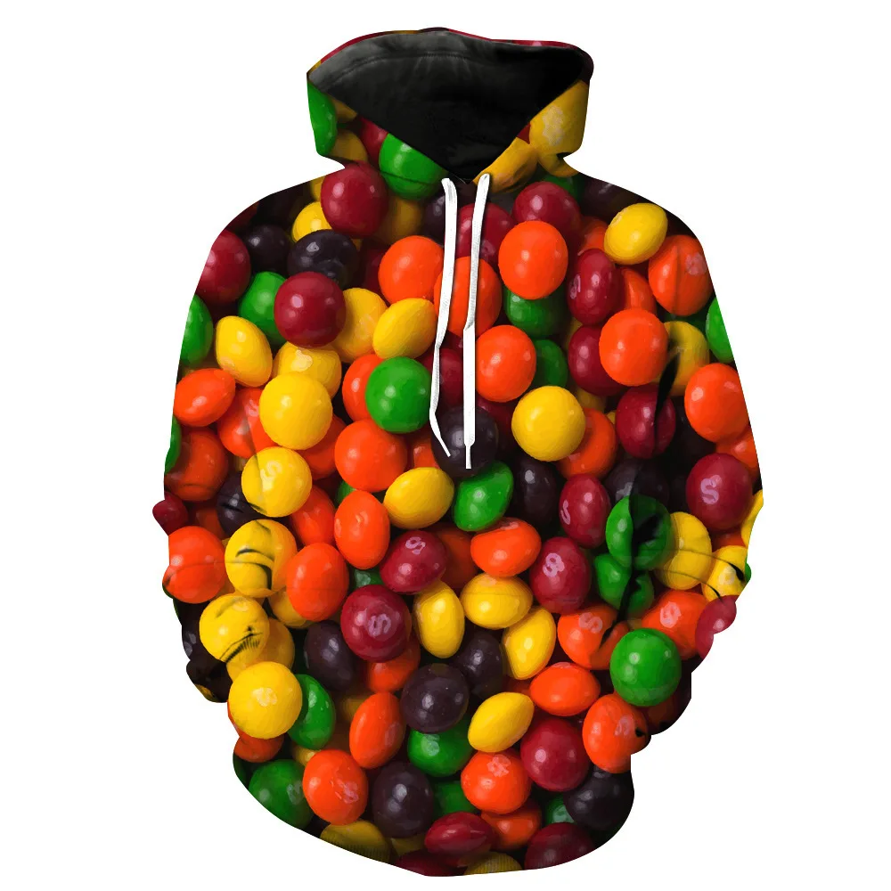 

CNUUIKOOEK Sweatshirts Men's 3D Five-color Candy Printed Hooded Pocket Pullover Hoody Fashion Hooded Men's Hoodies