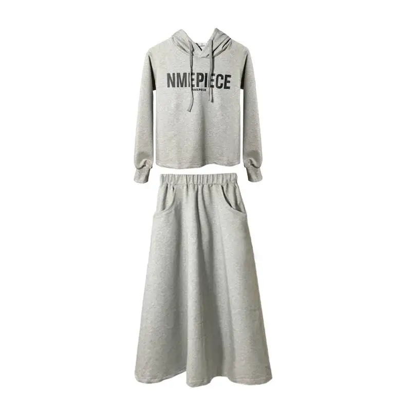 

Woman's New Korean Fashion Two Piece Set Casual Letter Pocket Women Clothes Loose A-Line Autumn High Waist 2 pcs set