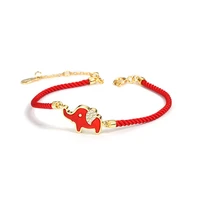 genuine 100 s925 sterling silver inlaid zircon elephant agate red rope handmade rope gold bracelet jewelry woman gift