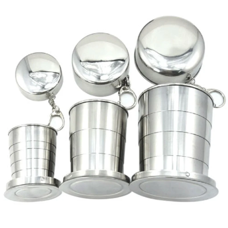 

Stainless Steel Telescopic Collapsible Mug Cup Water Travel Containers Drink New