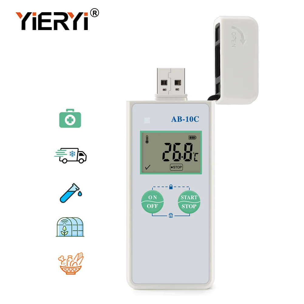 

New AB-10C High-precision Digital USB Temperature Data Logger -20℃-/+40℃ for Food Medicine Vaccine Refrigerated Transportation