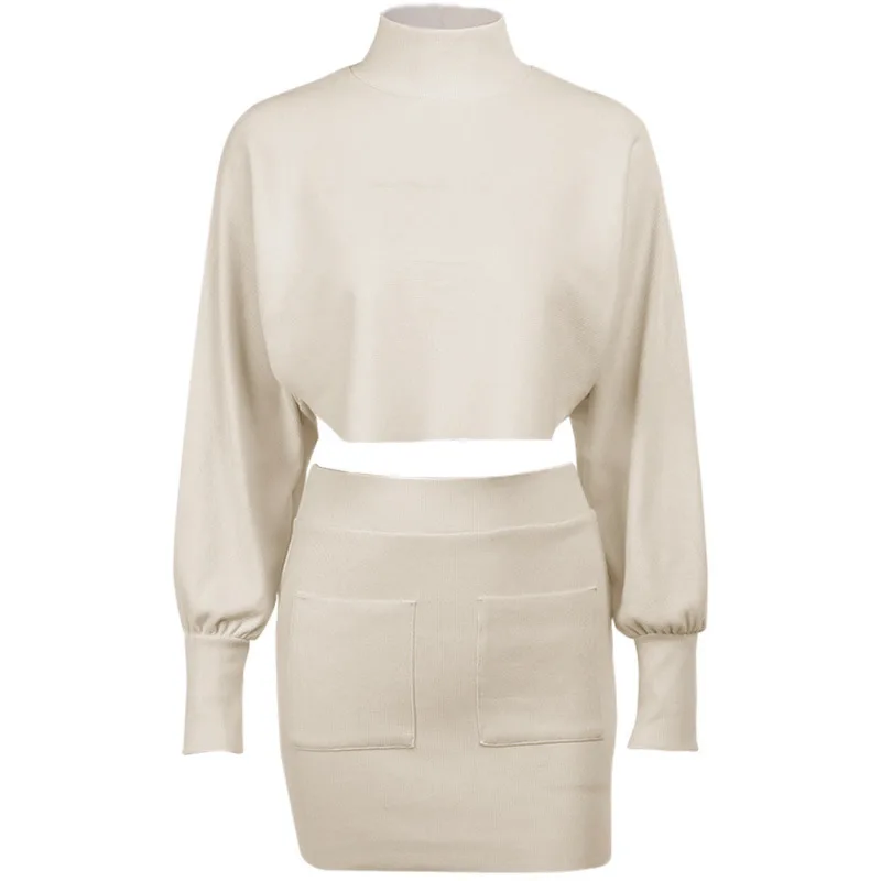 

new short skirt suit a turtle neck long sleeve fashion two-piece outfit