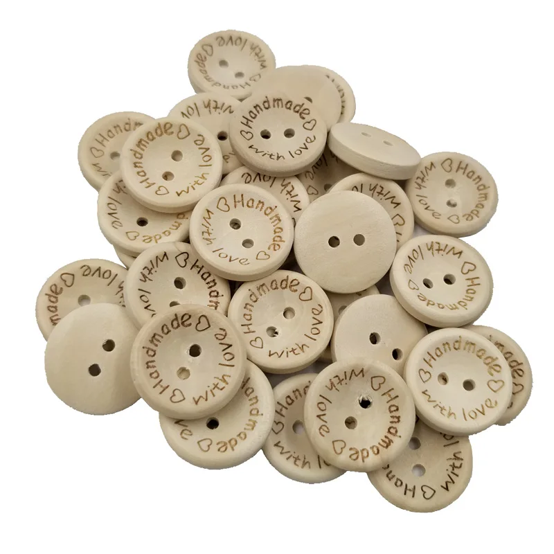 

100Pcs Natural Color Wooden Buttons handmade love Letter Scrapbooking For Craft DIY Baby Children's Garment Sewing Accessories