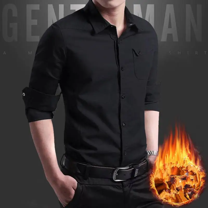 Мужская Новая теплая рубашка осень и зима горячая Распродажа длинный рукав