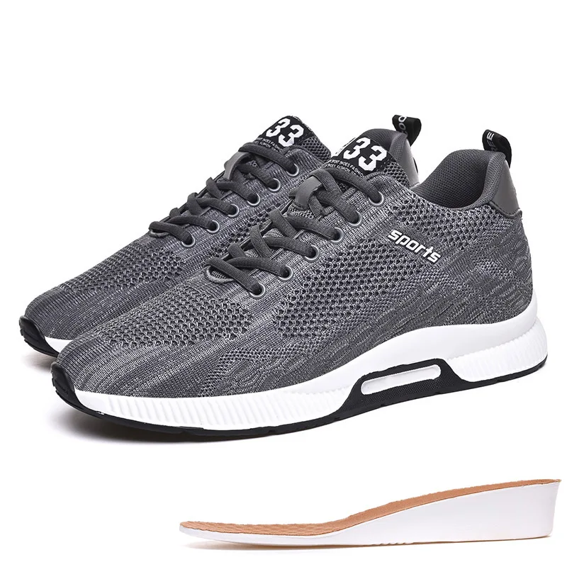 Gray Men Sneaker Misalwa/Мужская обувь, визуально увеличивающая рост; сезон весна-лето; повседневные кроссовки; мягкая повседневная обувь для молодых мужчин; Flyknit - Цвет: Gray Men Sneaker