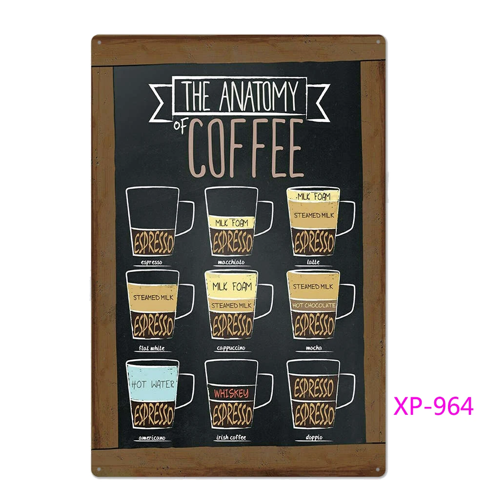 Винтажная жестяная вывеска в виде меню кофе металлическая пластина стиле ретро