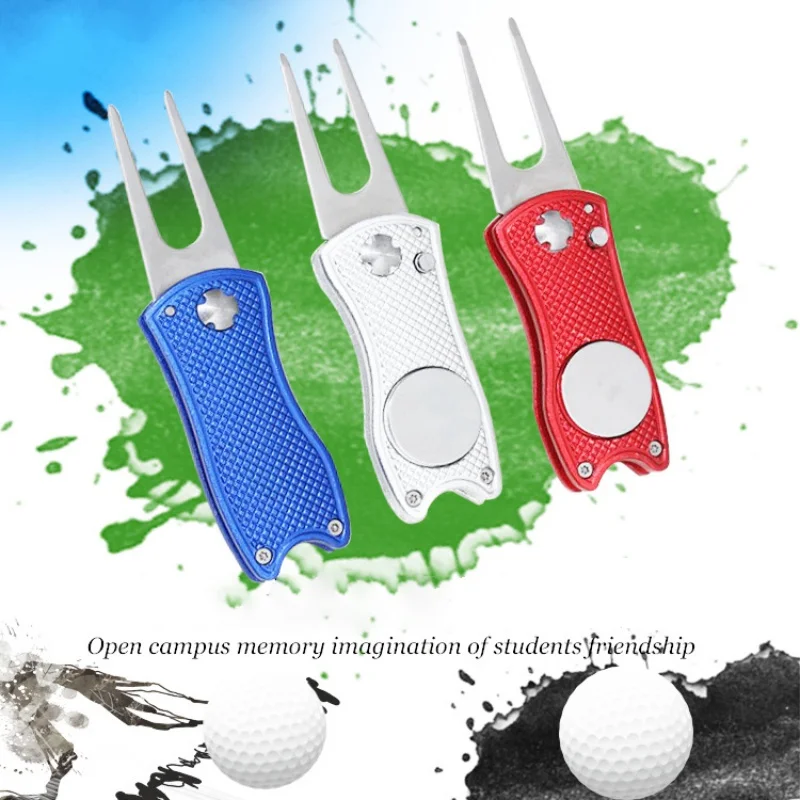

Stainless Steel Golf Divot Repair Tool Switchblade Foldable Golf Pitchfork Putting Green Fork Golf Training, Aids Pitch Alloy