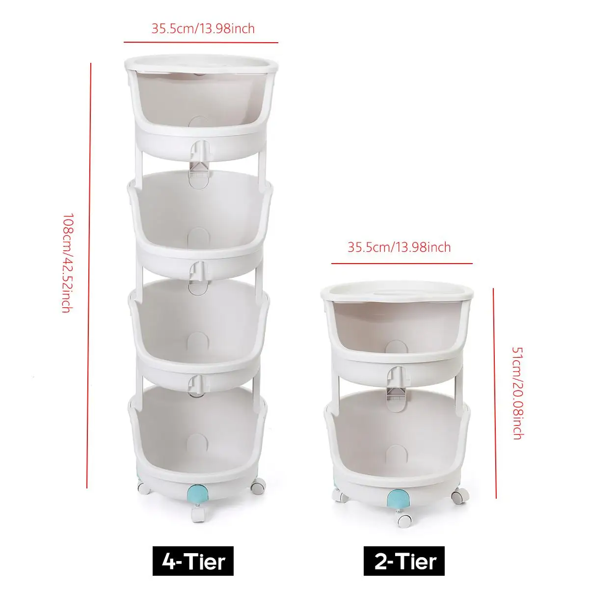 

2/4 Tiers Kitchen Storage Rack Organizer Cart Floor Rolling Storage Basket Rack Kitchen Livingroom Bathroom Accessories Storage