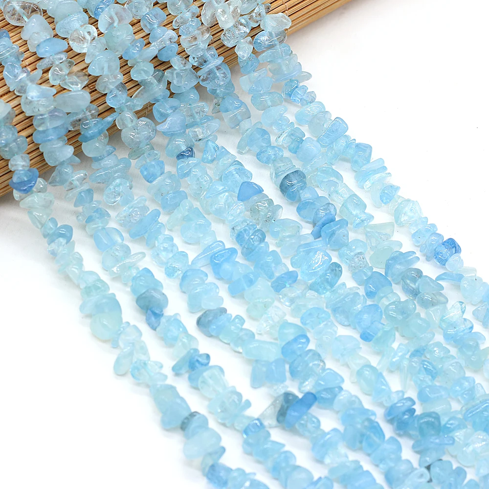 

Irregural Gravel Stone Beads Natural Aquamarines Loose Beads for Making Jewelry Necklace Size 3x5-4x6mm Length 40cm