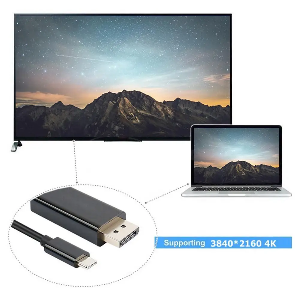 

Кабель-преобразователь USB 3,1 для порта дисплея с Type C на 4K DP адаптер для дисплея 1,8 м поддерживающее разрешение до 4K x 2K